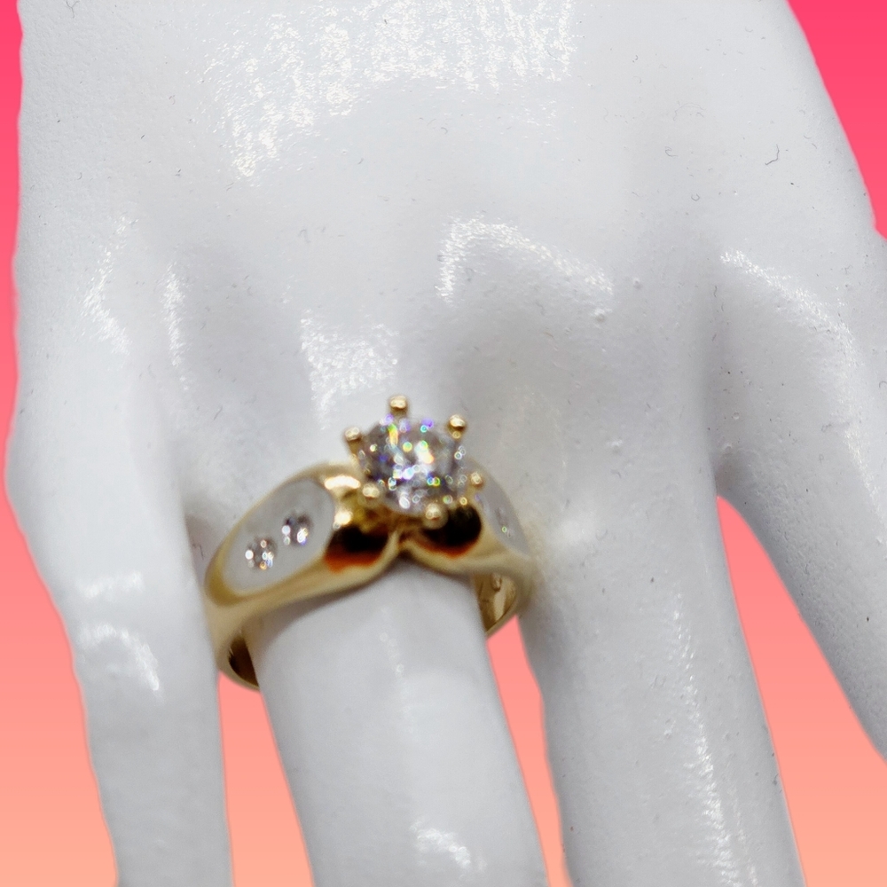 Wedding Ring Solitaire Diamond, 14k Gold - image 2